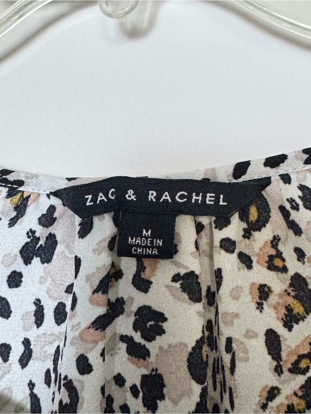 Zac & Rachel Leopard Print Tunic Size M Buttons and Bow on Sleeve - Picture 2 of 5